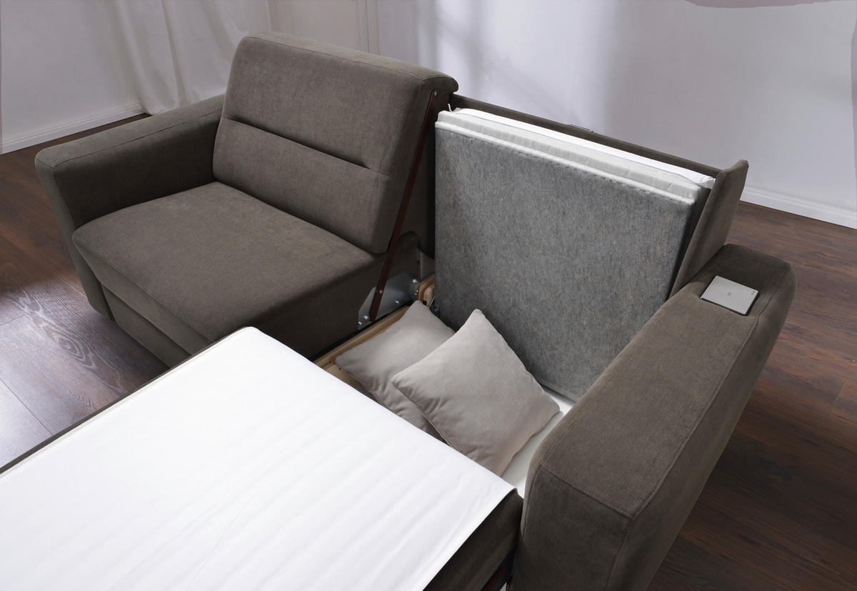 SCHLAFSOFA in Textil Hellgrau  - Hellgrau, Konventionell, Textil/Metall (202/86/92cm) - Sedda
