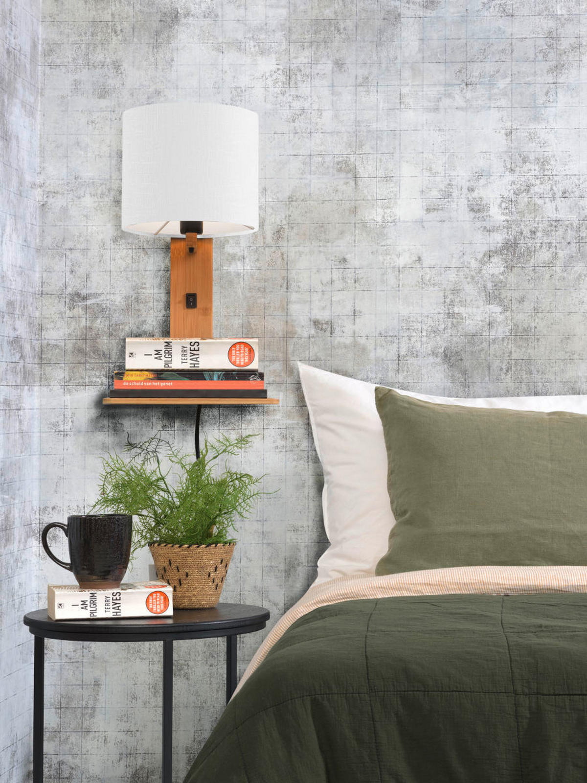 WANDLEUCHTE 19/24/36 cm  - Naturfarben/Weiß, Trend, Holz/Textil (19/24/36cm) - Good & Mojo