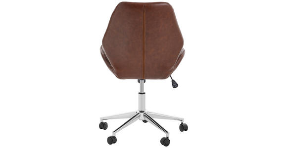 DREHSTUHL Lederlook Chromfarben, Dunkelbraun - Chromfarben/Dunkelbraun, Design, Kunststoff/Textil (59,5/91-101/62cm) - Hom`in