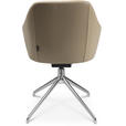 ARMLEHNSTUHL  in Aluminium Echtleder pigmentiert  - Beige/Alufarben, Design, Leder/Metall (58/81,5-84,5/60cm) - Johann Jakob