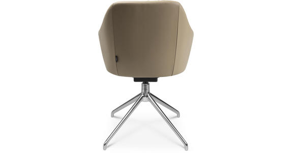 ARMLEHNSTUHL in Aluminium Echtleder pigmentiert - Beige/Alufarben, Design, Leder/Metall (58/81,5-84,5/60cm) - Johann Jakob