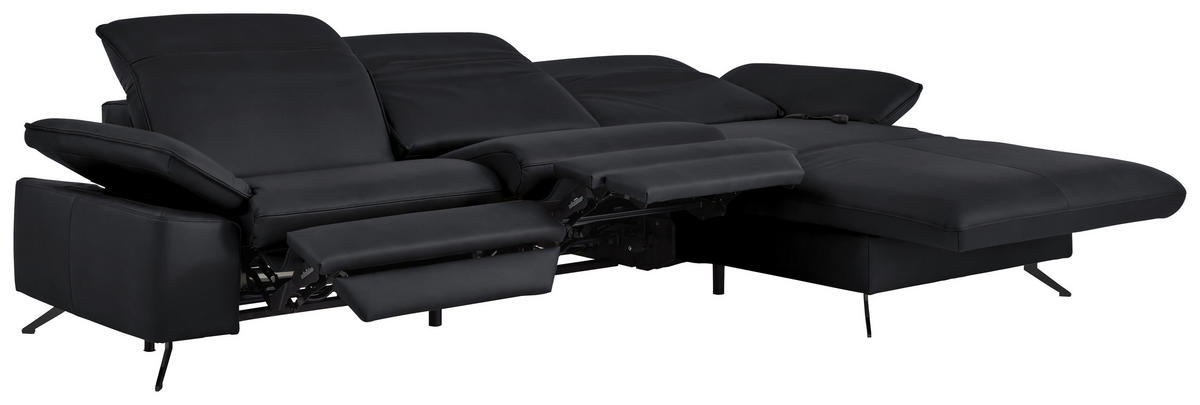 ECKSOFA  Echtleder Anthrazit  - Anthrazit/Schwarz, Design, Leder/Metall (307/169cm) - Beldomo Premium