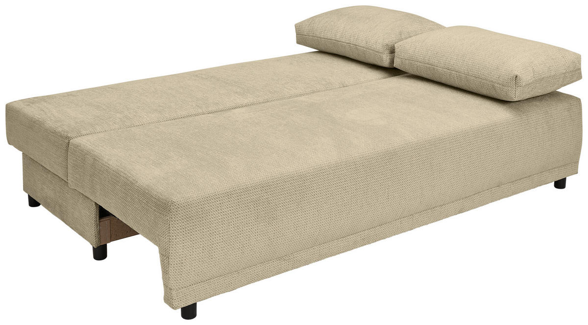 SCHLAFSOFA  mit Stoffauswahl, Liegefunktion, Schlafen auf Sitzhöhe, Rücken echt Chenille Beige  - Beige/Schwarz, KONVENTIONELL, Kunststoff/Textil (201/72/98cm) - Carryhome