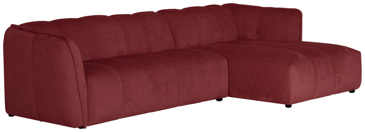 ECKSOFA LIVOLI in Chenille Bordeaux  276/160 cm  - Bordeaux/Schwarz, Design, Textil (276/160cm) - MID.YOU