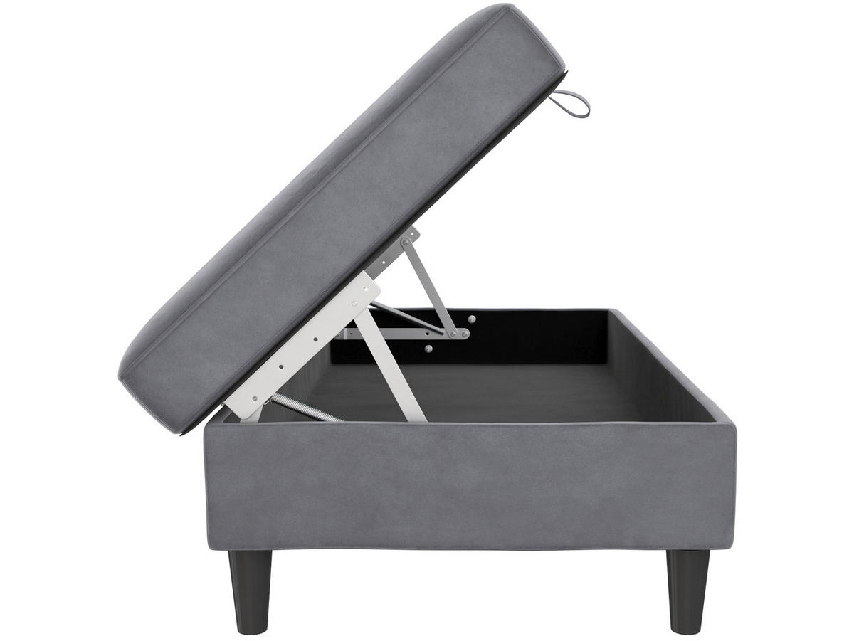 HOCKER in Textil Anthrazit  - Anthrazit/Schwarz, Basics, Kunststoff/Textil (130/43/69cm) - Livetastic