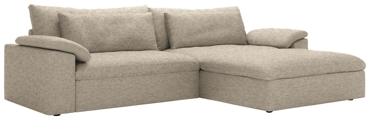 ECKSOFA Flachgewebe Creme  - Creme/Schwarz, Modern, Kunststoff/Textil (306/198cm) - Carryhome