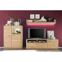 WOHNWAND  in Eichefarben  300/176/51 cm  - Eichefarben/Silberfarben, Design, Glas/Holz (300/176/51cm) - Livetastic