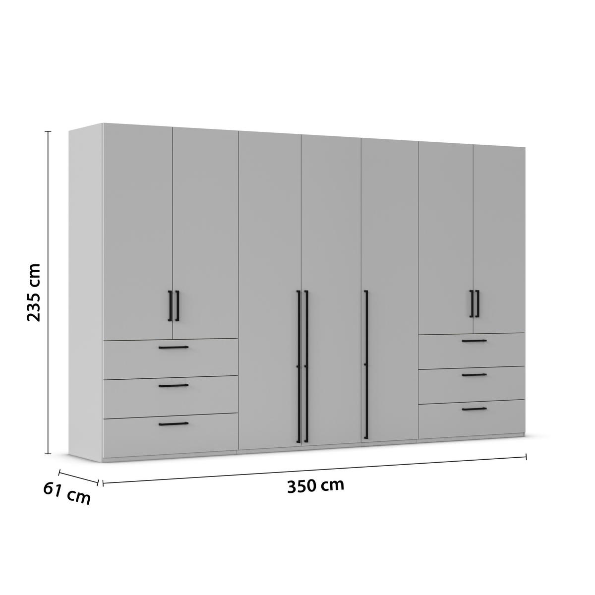DREHTÜRENSCHRANK 350/235/61 cm,  in Champagner, 7-türig  - Champagner/Schwarz, Basics, Holzwerkstoff/Metall (350/235/61cm) - Novel