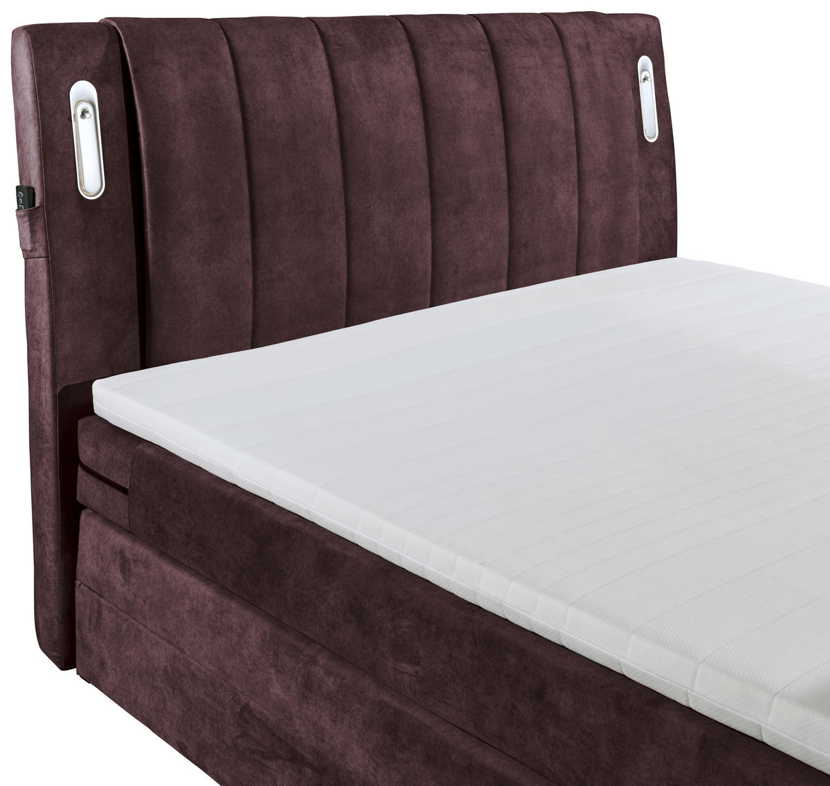 BOXSPRINGBETT 180/200 cm,  in Aubergine, gepolstertes Kopfteil, Bettkasten, Topper, H2 + H2 = mittel  - Aubergine, MODERN, Holzwerkstoff/Kunststoff (180/200cm) - MID.YOU