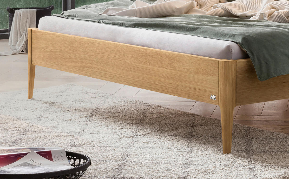 BETT 140/200 cm  in Eichefarben, Dunkelgrau   - Eichefarben/Dunkelgrau, Modern, Holz/Textil (140/200cm) - Hasena