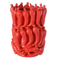 VASE  - Rot/Grün, Basics, Keramik (15,5/21,0cm)