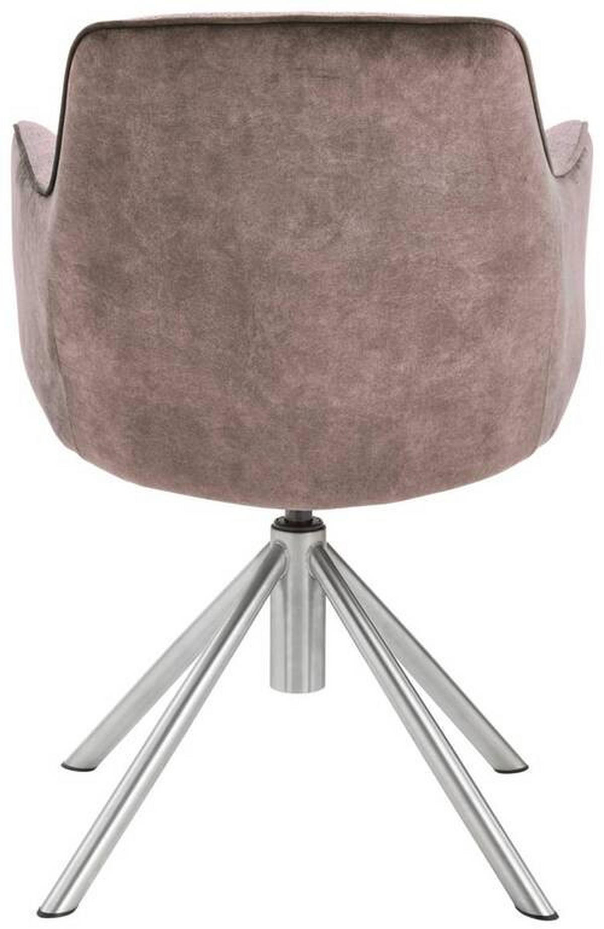 ARMLEHNSTUHL drehbar  in Edelstahl Flachgewebe  - Edelstahlfarben/Cappuccino, Design, Textil/Metall (60/88/64cm) - Novel