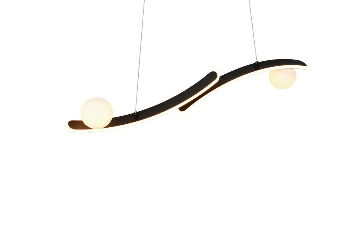 LED-HÄNGELEUCHTE Napoli 82/150 cm  - Schwarz/Weiß, Design, Glas/Kunststoff (82/150cm) - Trio Leuchten