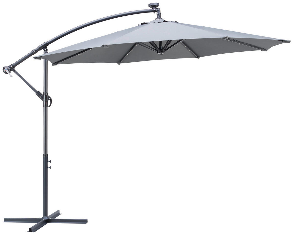 FRIHÄNGANDE PARASOLL - mörkgrå/antracit, Romantik / Lanthus, metall/textil (300/245cm) - Ambia Garden