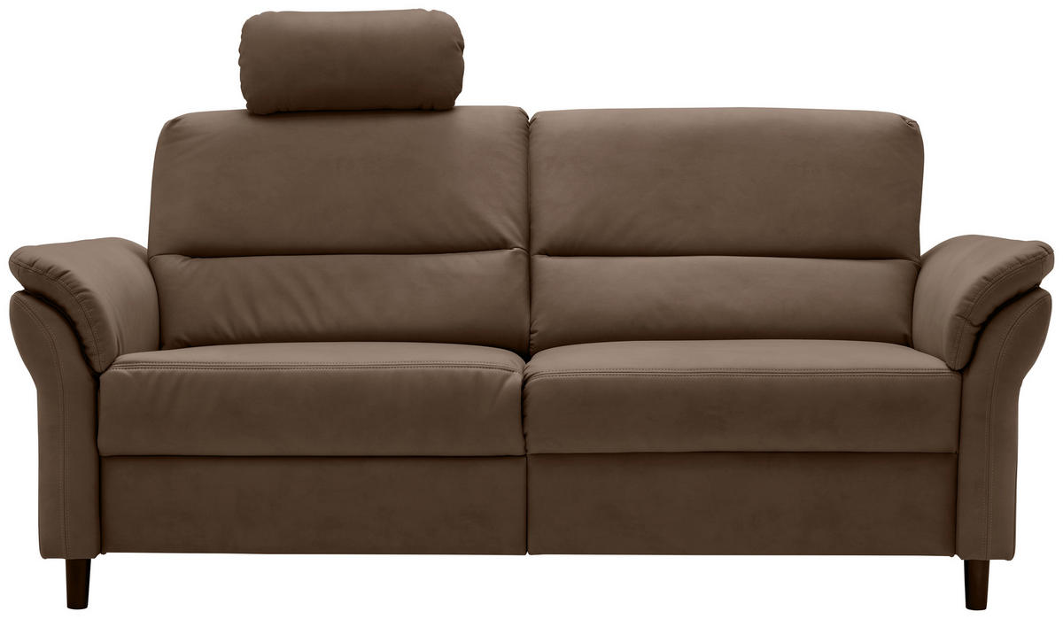 3-SITZER-SOFA  in Lederlook Braun  - Schwarz/Braun, MODERN, Holz/Textil (192/90/89cm) - Livetastic