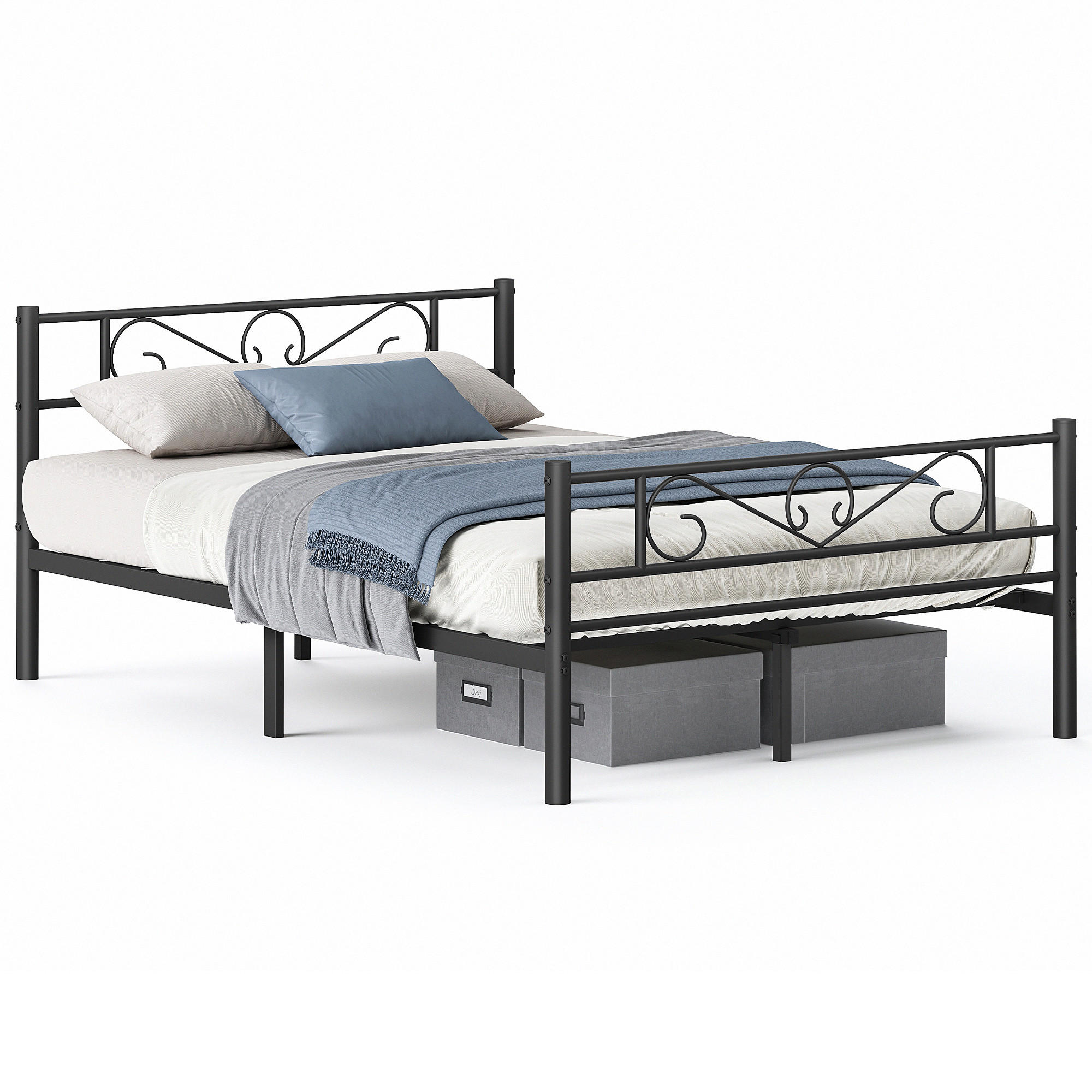 Boxxx Metallbett Schwarz 140x200 cm