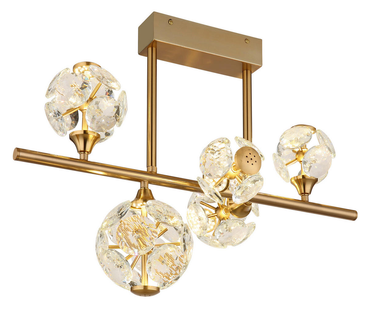 STROPNA LED-SVETILKA  VIRINA //3000 K/230 V/ - zlate barve/prozorno, Konvencionalno, kovina/steklo (61/31/45cm) - Globo