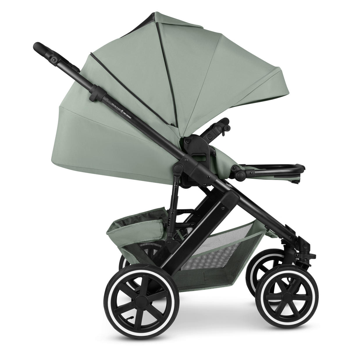 KINDERWAGENSET  Salsa 5 Air Set  Pine  - Pastellgrün/Schwarz, Basics, Textil/Metall (63/118/95,5cm) - ABC Design