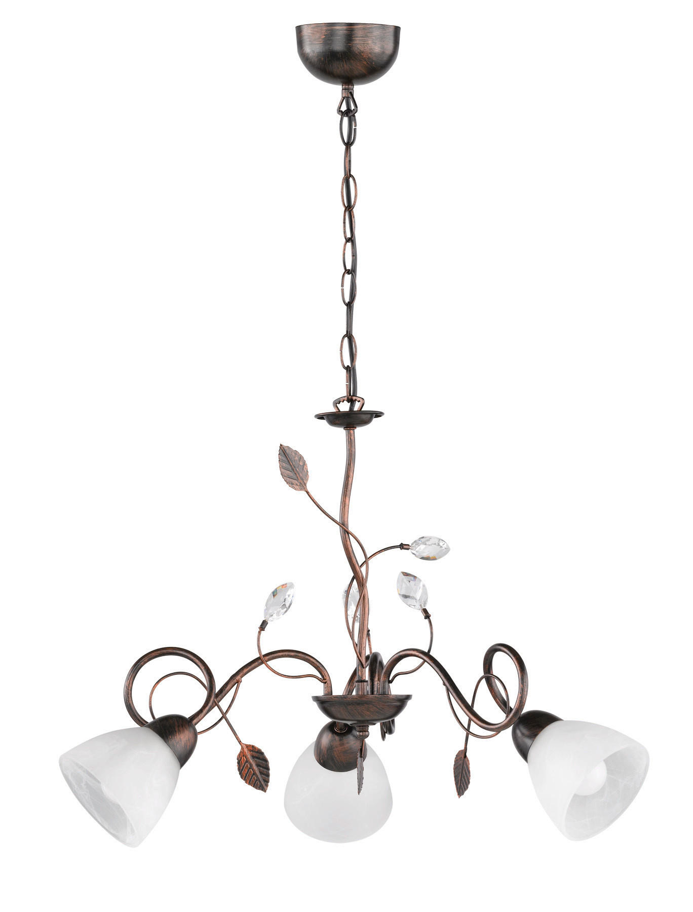 KRONLEUCHTER 70/150 cm    - Weiss/Rostfarben, Romantik / Landhaus, Glas/Metall (70/150cm) - Trio Leuchten