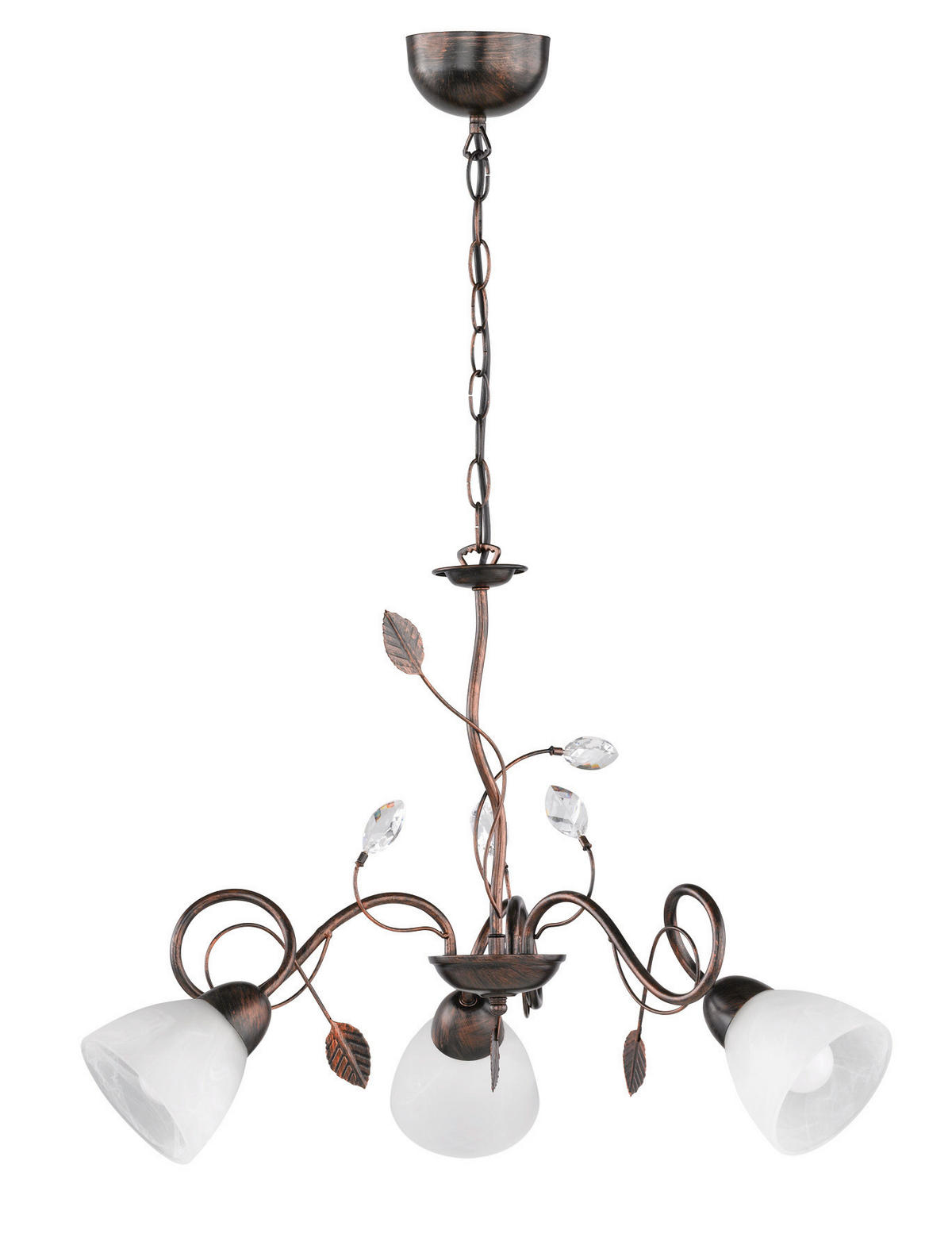 KRONLEUCHTER TRADITIO 70/150 cm   - Rostfarben/Braun, ROMANTIK / LANDHAUS, Glas/Metall (70/150cm) - Trio Leuchten