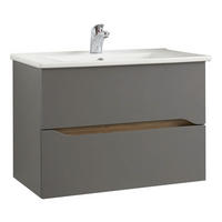 WASCHTISCHKOMBI 75 cm  - Dunkelgrau/Eichefarben, KONVENTIONELL, Keramik/Holzwerkstoff (75cm) - Pelipal