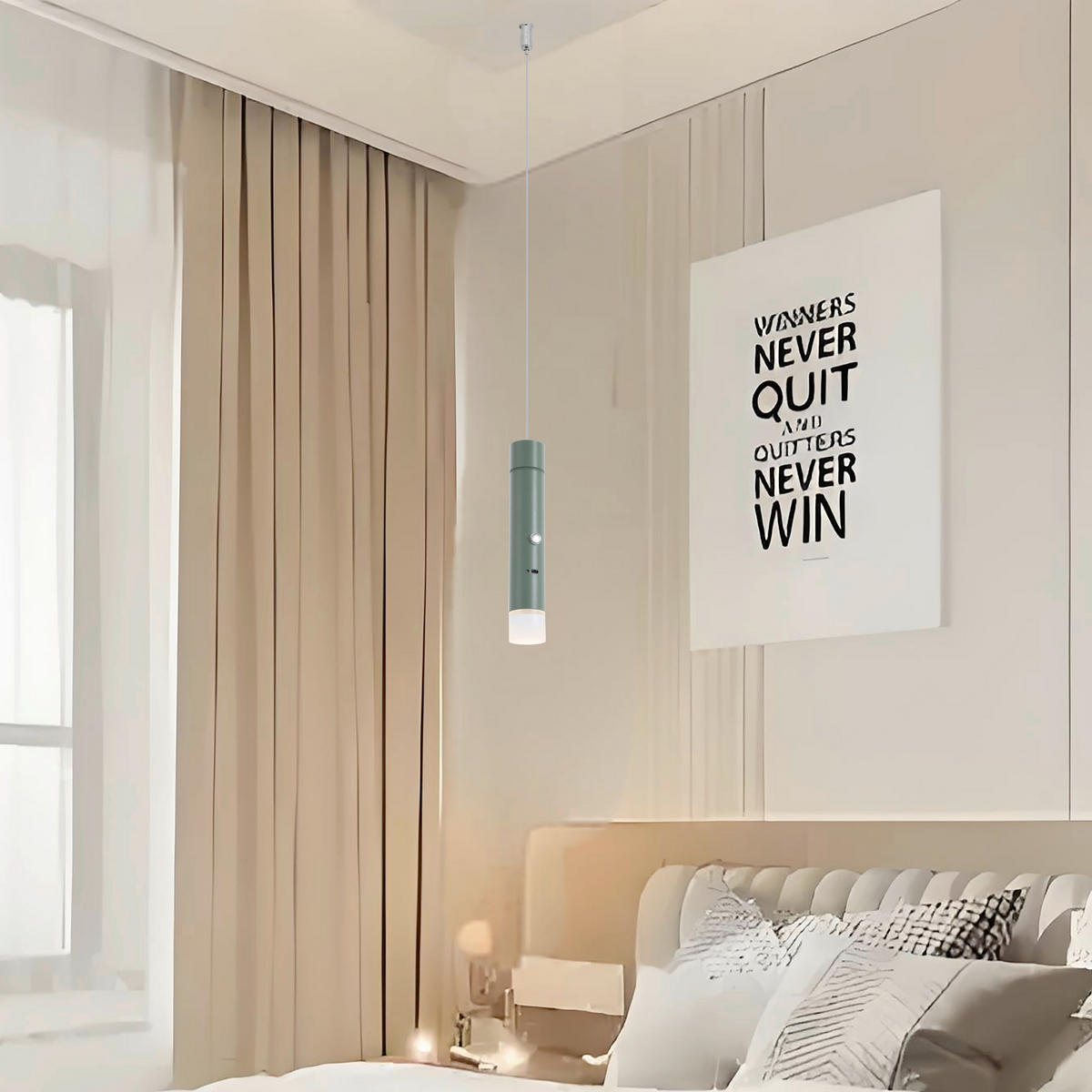 AKKU-LED-HÄNGELEUCHTE Nowa 3,8/120 cm   - Klar/Grün, Basics, Kunststoff/Metall (3,8/120cm) - Novel