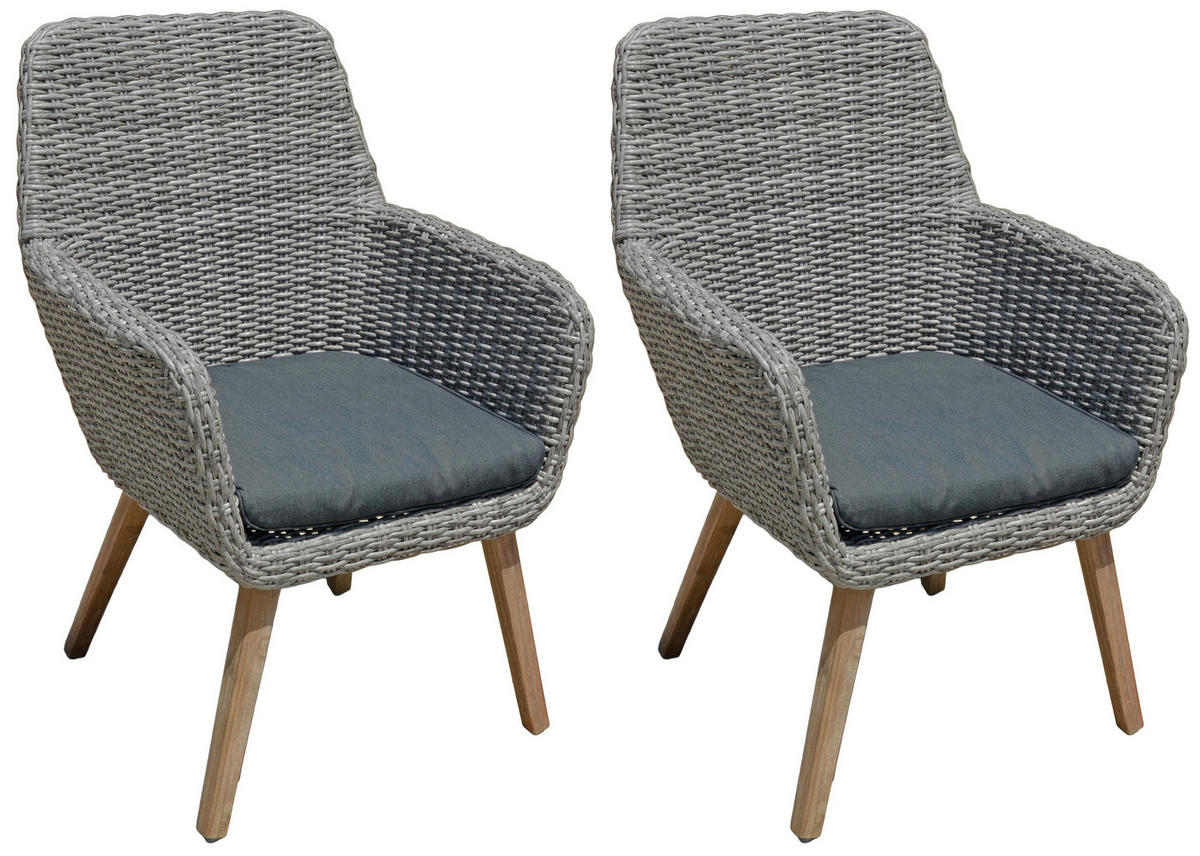 GARTENSESSEL Akazie Aluminium Grau, Dunkelgrau, Hellbraun  - Hellbraun/Dunkelgrau, Basics, Holz/Kunststoff (70/96/68cm) - Gardenson