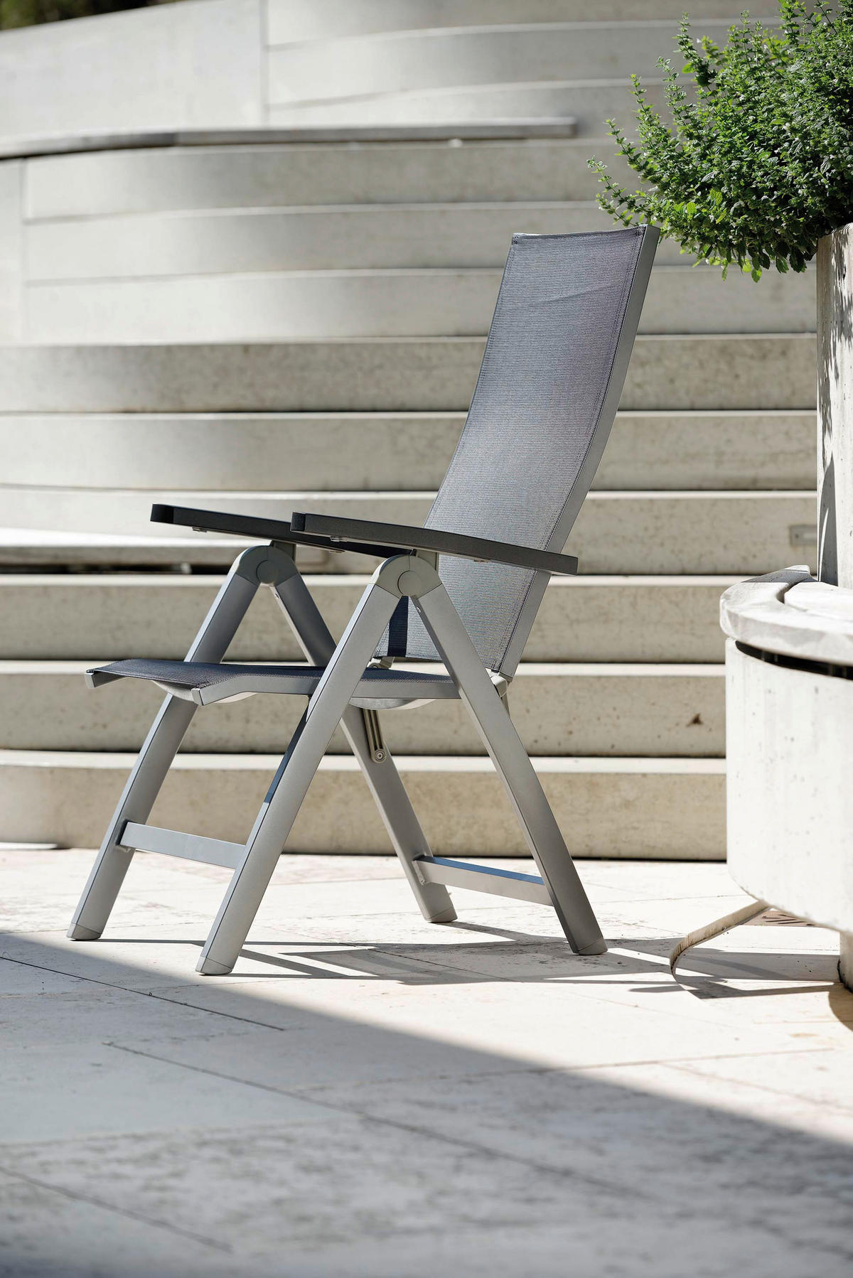 GARTENKLAPPSESSEL Aluminium Graphitfarben, Silberfarben  - Anthrazit/Silberfarben, Design, Textil/Metall (60/113/75cm) - Stern