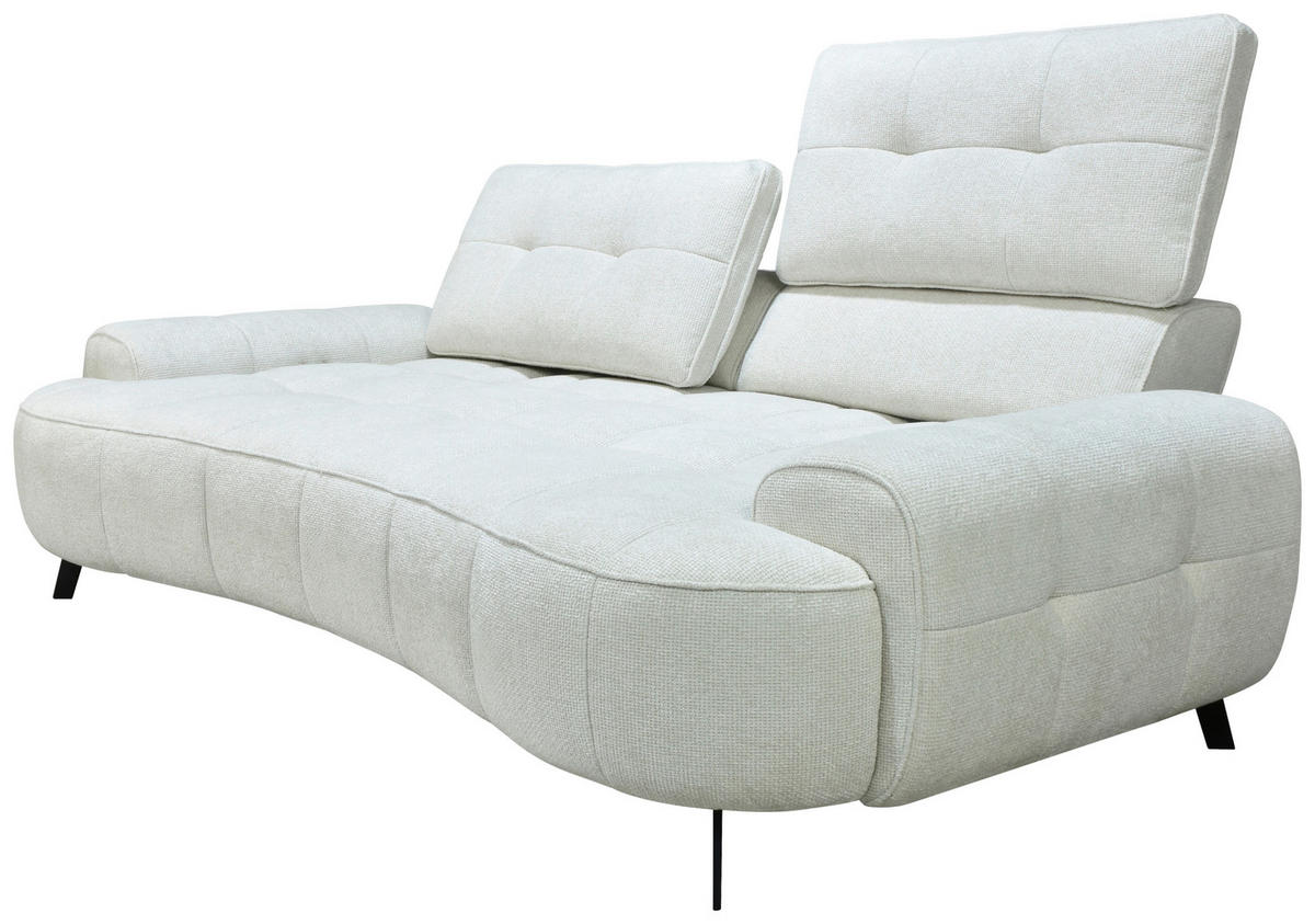 2-SITZER-SOFA Chenille Creme  - Creme/Schwarz, Design, Kunststoff/Textil (230/84/104/111/122cm) - Livetastic
