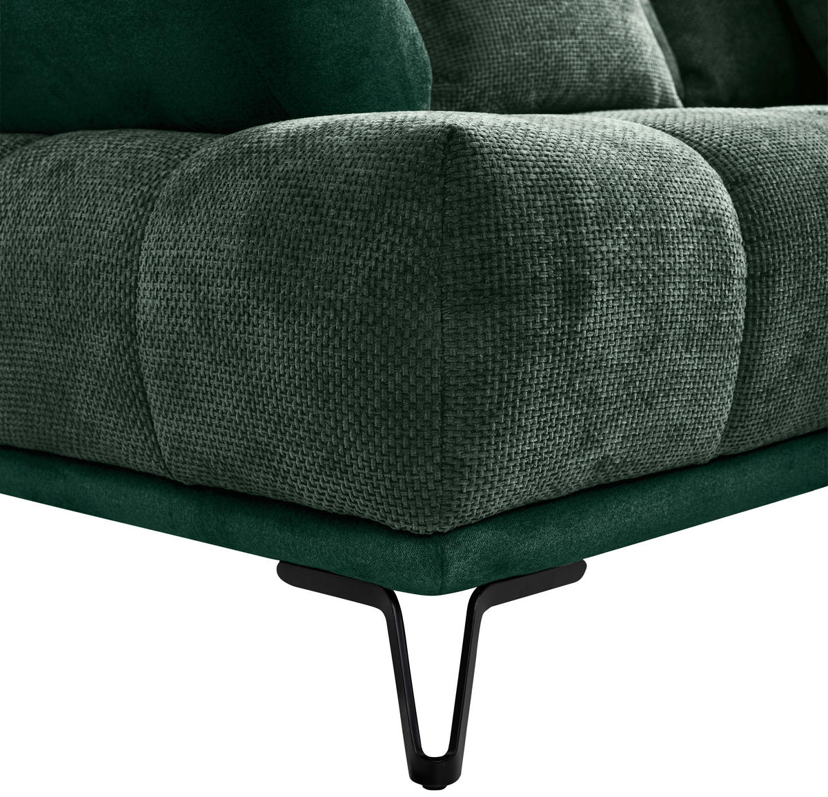 ECKSOFA Dunkelgrün Chenille Zierkissen, Rückenkissen, Rücken echt  - Dunkelgrün/Schwarz, MODERN, Textil/Metall (262/184cm) - MID.YOU