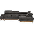 ECKSOFA  in Lederlook Anthrazit Bettkasten, Schlaffunktion, Kopfteilverstellung  282/226 cm  - Anthrazit/Schwarz, Natur, Holz/Textil (282/226cm) - Novel