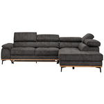 ECKSOFA  in Lederlook Anthrazit  282/226 cm  - Anthrazit/Schwarz, Natur, Holz/Textil (282/226cm) - Novel