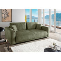 SCHLAFSOFA in Velours Grün  - Schwarz/Grün, MODERN, Kunststoff/Textil (245/86/126cm) - Livetastic