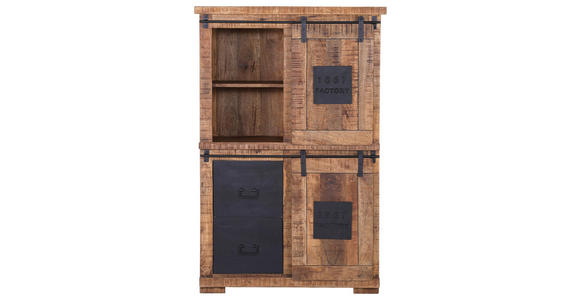 HIGHBOARD  in 95/145/45 cm  - Schwarz/Naturfarben, ROMANTIK / LANDHAUS, Holz/Metall (95/145/45cm) - Landscape
