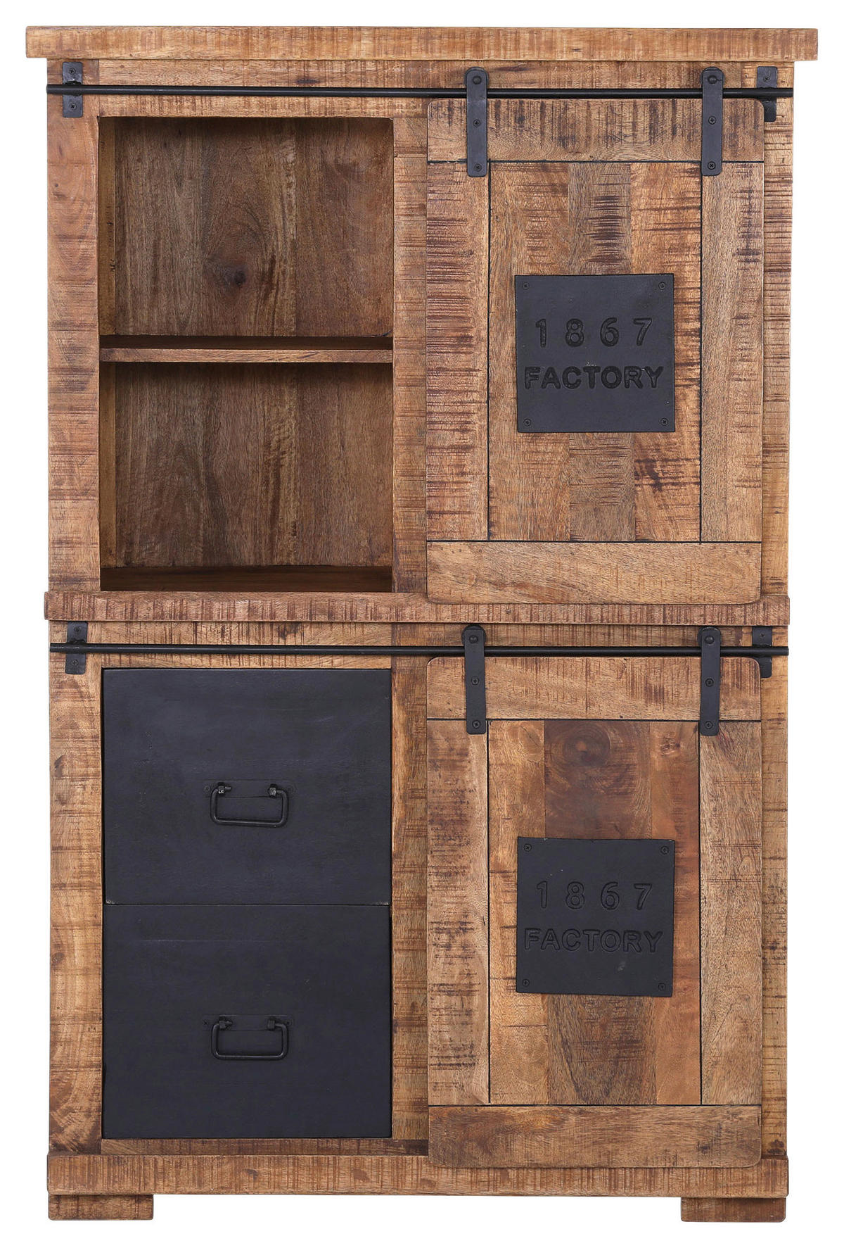 HIGHBOARD  in 95/145/45 cm  - Schwarz/Naturfarben, ROMANTIK / LANDHAUS, Holz/Metall (95/145/45cm) - Landscape