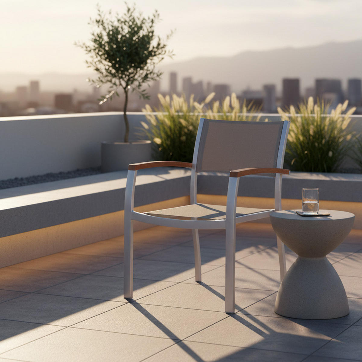 GARTENSTUHL Akazie Aluminium Grau  - Silberfarben/Akaziefarben, ROMANTIK / LANDHAUS, Holz/Textil (59/85/56cm) - Gardenson