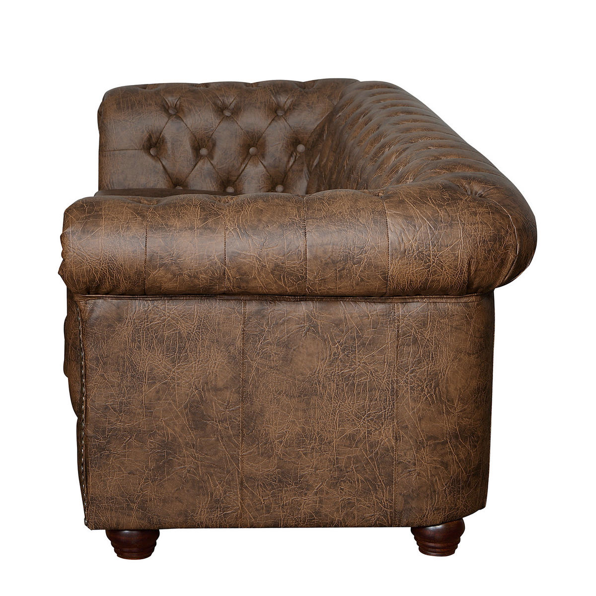 3-SITZER-SOFA Lederlook Braun  - Braun, Design, Holz/Textil (203/72/86cm) - P & B