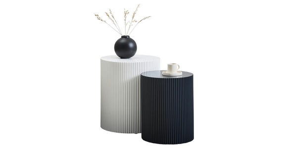 BEISTELLTISCHSET rund Schwarz, Weiß  - Schwarz/Weiß, Trend, Holzwerkstoff (32,5-40/32,5-40/40-46cm) - Xora