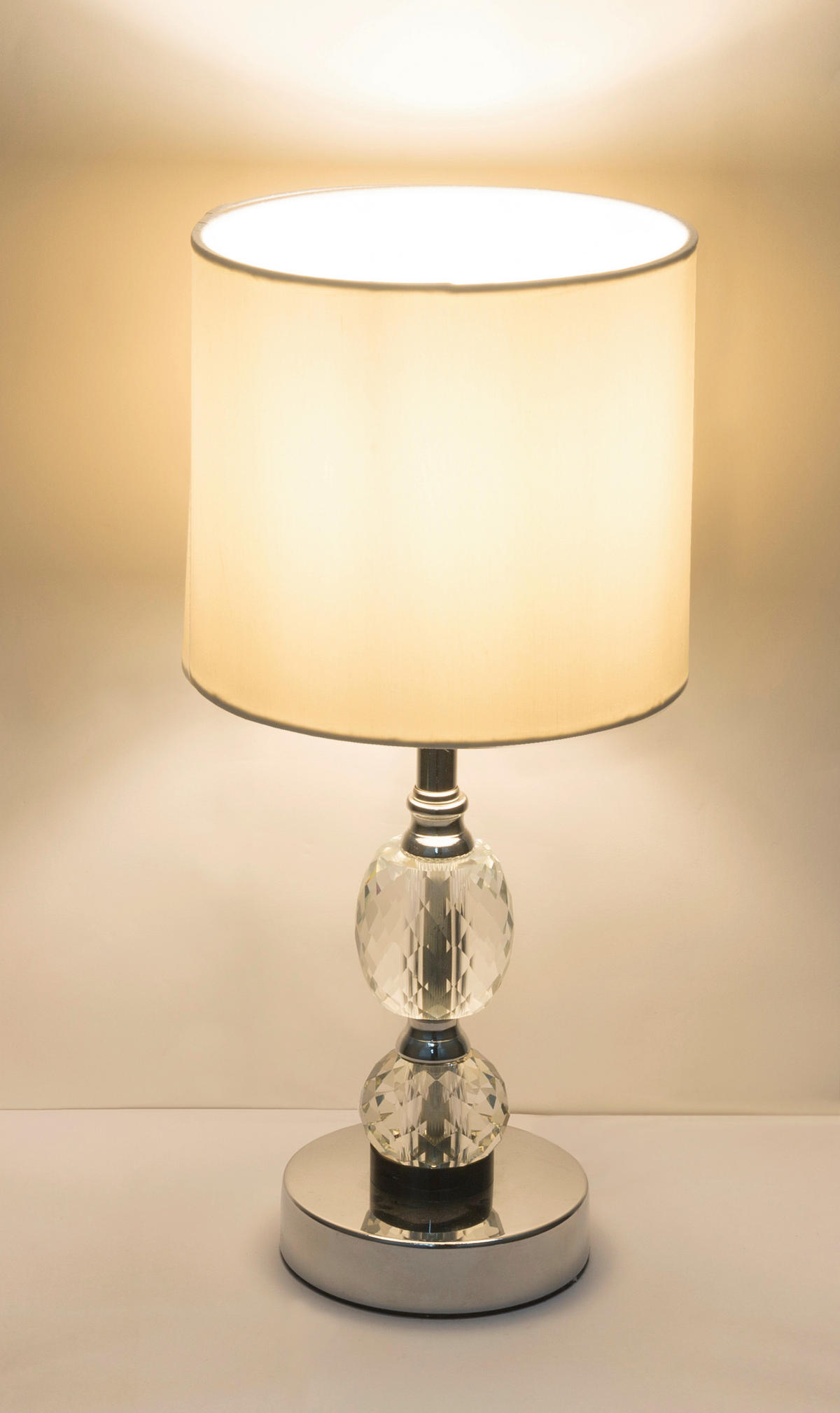 STOLNÍ LAMPA, E14, 21/47 cm  - bílá, Lifestyle, kov/textil (21/47cm)