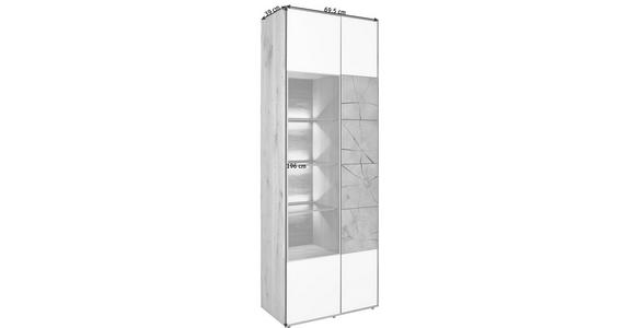 VITRINE in vollmassiv Kerneiche Eichefarben, Fango - Fango/Eichefarben, Design, Glas/Holz (70/196/39cm) - Valnatura