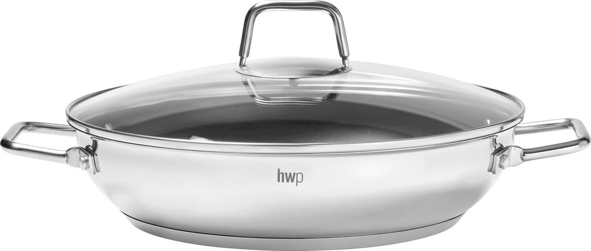 SERVIRNA PONEV Perfect Cooking 28 cm premaz proti prijemanju Greblon®  - barve nerjavečega jekla/črna, Basics, kovina/steklo (28cm) - Homeware Profession.