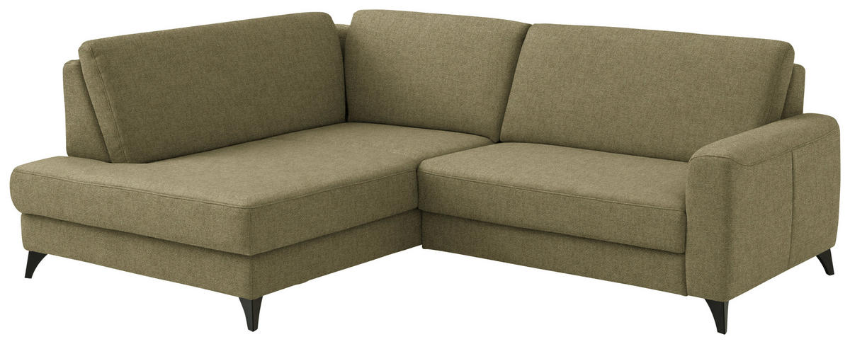 ECKSOFA  Chenille Schilfgrün  - Schilfgrün/Schwarz, Design, Textil/Metall (182/239cm) - Beldomo Comfort