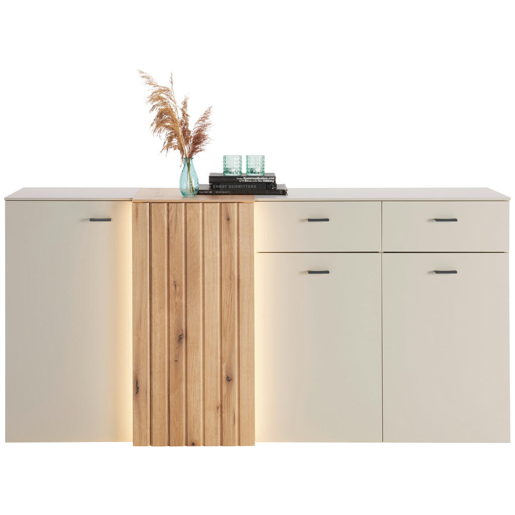 Sideboard Santana Inkl. Led Kieselgrau/eiche Dekor