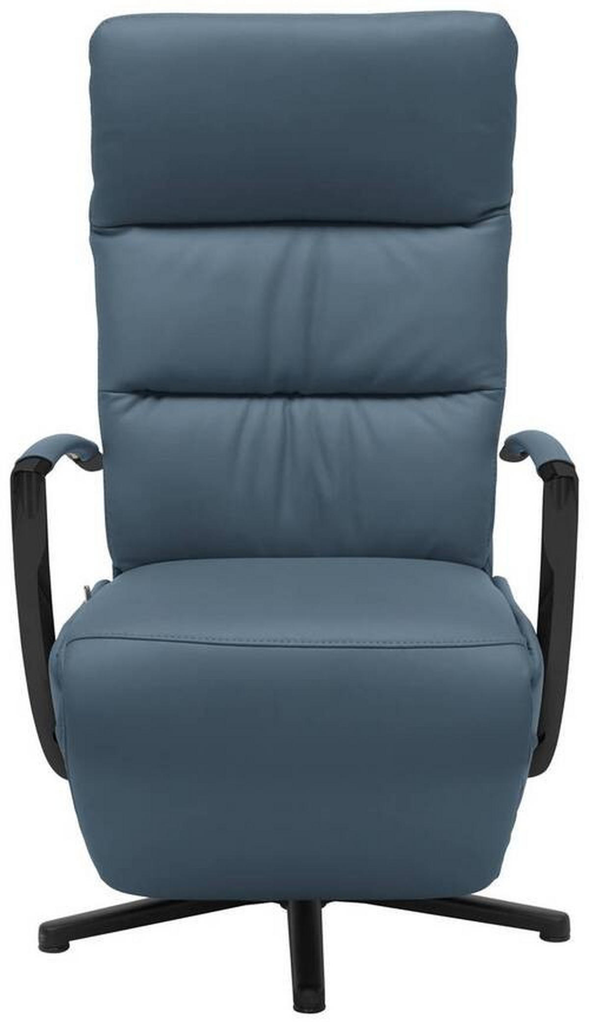 RELAXSESSEL in Leder Graublau  - Graublau/Schwarz, Design, Leder/Metall (64/112/80cm) - Cantus