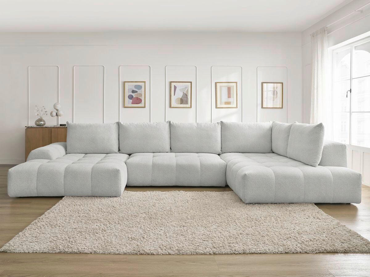 ECKSCHLAFSOFA EVEREST  mit Rücken echt, Armteil links, Armteil rechts Flachgewebe Hellgrau  - Hellgrau/Schwarz, MODERN, Kunststoff/Textil (198/423/212cm)