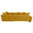 ECKSOFA Currygelb Cord Rückenkissen, Armlehnenkissen, Bettkasten, Schlaffunktion, Rücken echt, Liegefläche im Originalstoff  - Currygelb/Schwarz, KONVENTIONELL, Kunststoff/Textil (304/212cm) - Carryhome