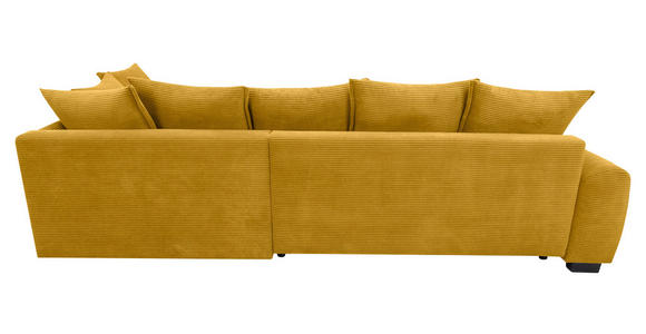ECKSOFA Currygelb Cord Rückenkissen, Armlehnenkissen, Bettkasten, Schlaffunktion, Rücken echt, Liegefläche im Originalstoff  - Currygelb/Schwarz, KONVENTIONELL, Kunststoff/Textil (304/212cm) - Carryhome