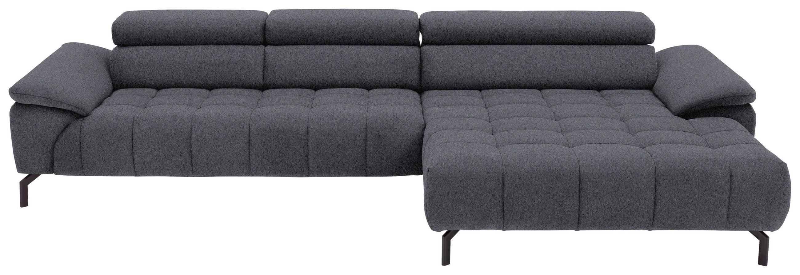 ECKSOFA in Webstoff Anthrazit  - Anthrazit/Schwarz, Design, Textil/Metall (329/190cm) - Beldomo Style