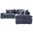 ECKSOFA in Velours Anthrazit  - Chromfarben/Anthrazit, KONVENTIONELL, Kunststoff/Textil (247/247cm) - Carryhome