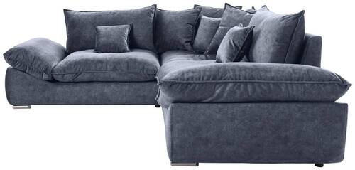 ECKSOFA in Velours Anthrazit  247/247 cm  - Chromfarben/Anthrazit, KONVENTIONELL, Kunststoff/Textil (247/247cm) - Carryhome